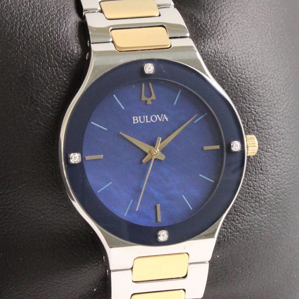 Bulova Women's Watch Diamond Indices Blue Mother Of Pearl Dial 32mm - Picture 5 of 13